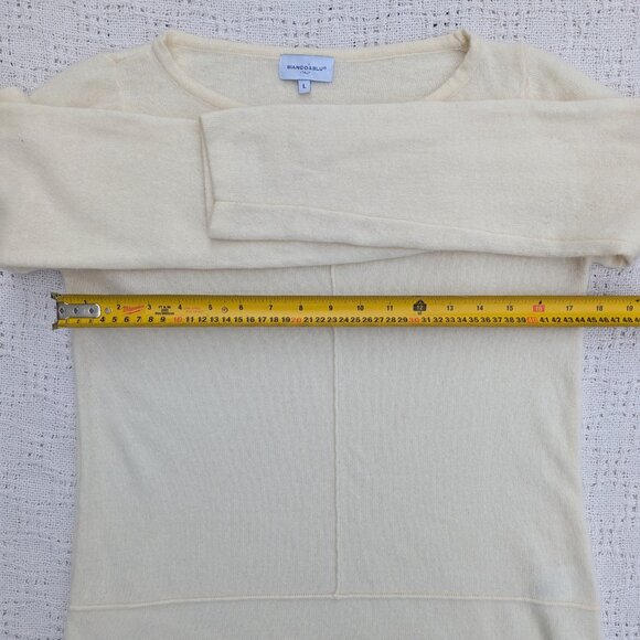 BIANCO&BLU Italy Women's Merino Cashmere Blend Sweater Off-White Long Sleeve M/L - Picture 4 of 7